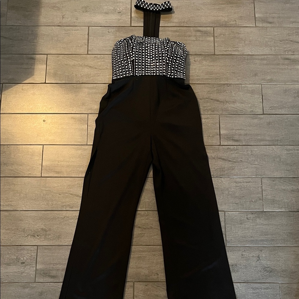 VENUS Black and Rhinestone studded Jumpsuit